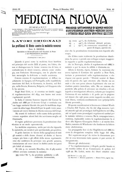 Medicina nuova periodico settimanale di scienze mediche, giurisprudenza sanitaria, medicina sociale e interessi delle classi sanitarie