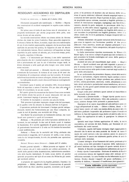 Medicina nuova periodico settimanale di scienze mediche, giurisprudenza sanitaria, medicina sociale e interessi delle classi sanitarie