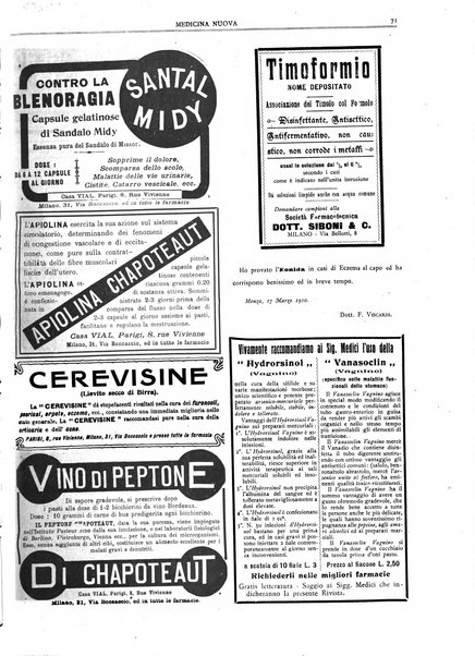 Medicina nuova periodico settimanale di scienze mediche, giurisprudenza sanitaria, medicina sociale e interessi delle classi sanitarie