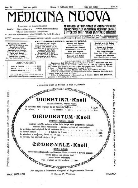 Medicina nuova periodico settimanale di scienze mediche, giurisprudenza sanitaria, medicina sociale e interessi delle classi sanitarie