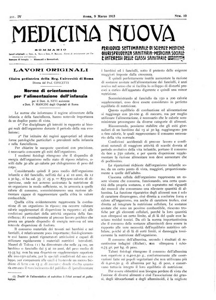 Medicina nuova periodico settimanale di scienze mediche, giurisprudenza sanitaria, medicina sociale e interessi delle classi sanitarie