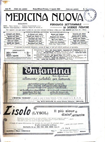 Medicina nuova periodico settimanale di scienze mediche, giurisprudenza sanitaria, medicina sociale e interessi delle classi sanitarie