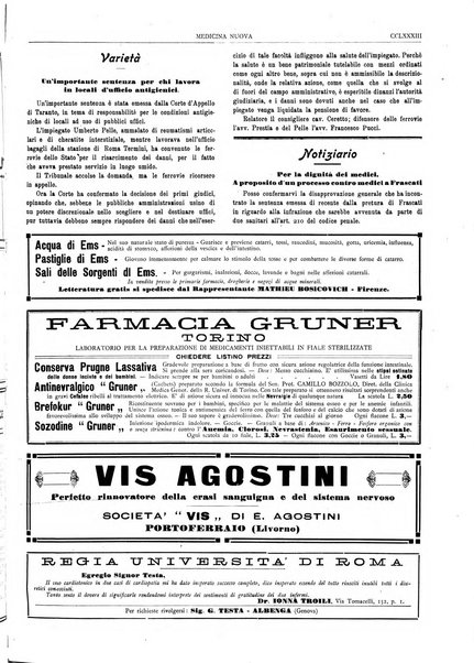 Medicina nuova periodico settimanale di scienze mediche, giurisprudenza sanitaria, medicina sociale e interessi delle classi sanitarie