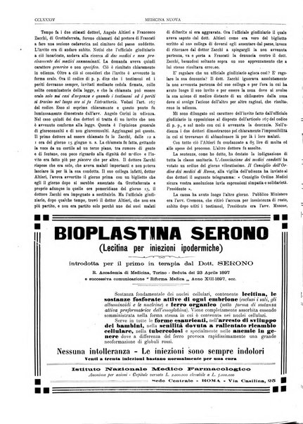 Medicina nuova periodico settimanale di scienze mediche, giurisprudenza sanitaria, medicina sociale e interessi delle classi sanitarie