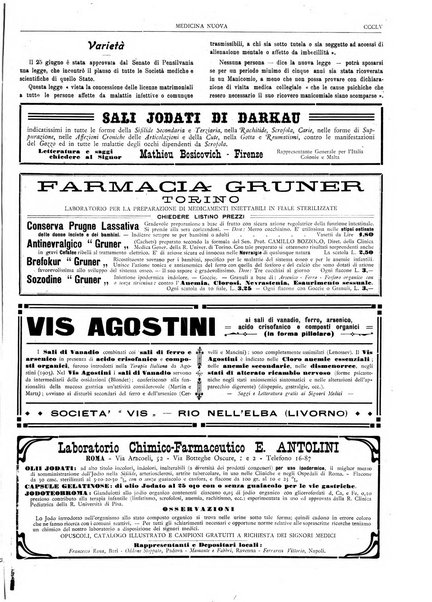 Medicina nuova periodico settimanale di scienze mediche, giurisprudenza sanitaria, medicina sociale e interessi delle classi sanitarie