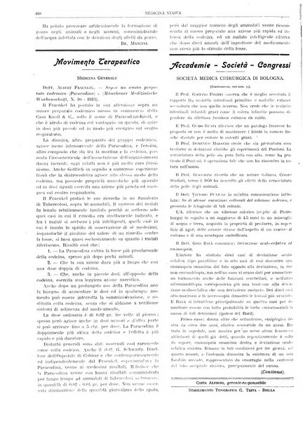 Medicina nuova periodico settimanale di scienze mediche, giurisprudenza sanitaria, medicina sociale e interessi delle classi sanitarie