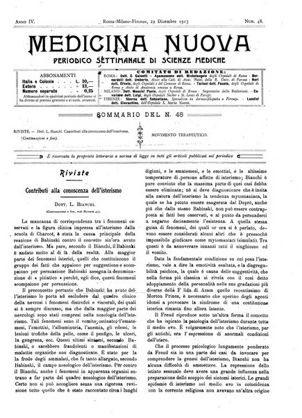 Medicina nuova periodico settimanale di scienze mediche, giurisprudenza sanitaria, medicina sociale e interessi delle classi sanitarie