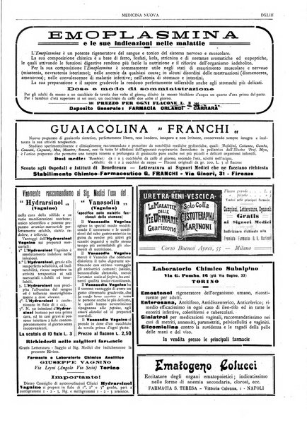 Medicina nuova periodico settimanale di scienze mediche, giurisprudenza sanitaria, medicina sociale e interessi delle classi sanitarie