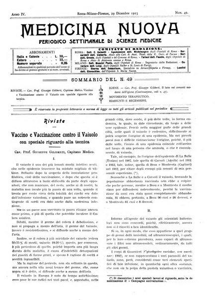 Medicina nuova periodico settimanale di scienze mediche, giurisprudenza sanitaria, medicina sociale e interessi delle classi sanitarie