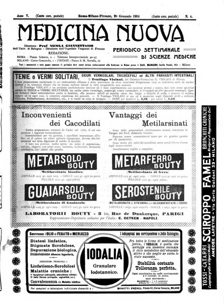 Medicina nuova periodico settimanale di scienze mediche, giurisprudenza sanitaria, medicina sociale e interessi delle classi sanitarie