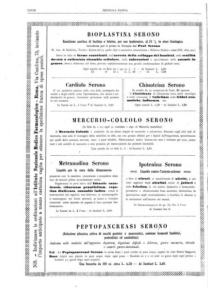 Medicina nuova periodico settimanale di scienze mediche, giurisprudenza sanitaria, medicina sociale e interessi delle classi sanitarie