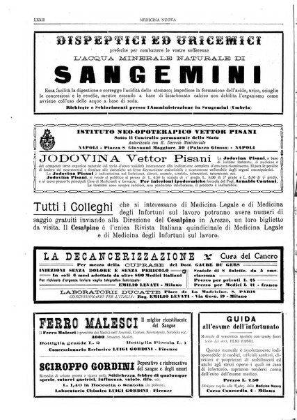 Medicina nuova periodico settimanale di scienze mediche, giurisprudenza sanitaria, medicina sociale e interessi delle classi sanitarie