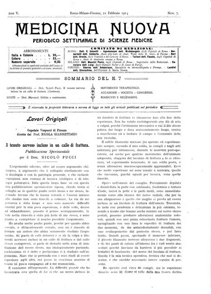 Medicina nuova periodico settimanale di scienze mediche, giurisprudenza sanitaria, medicina sociale e interessi delle classi sanitarie