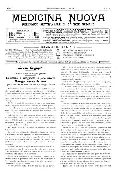 Medicina nuova periodico settimanale di scienze mediche, giurisprudenza sanitaria, medicina sociale e interessi delle classi sanitarie