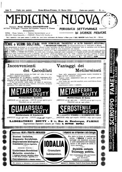 Medicina nuova periodico settimanale di scienze mediche, giurisprudenza sanitaria, medicina sociale e interessi delle classi sanitarie