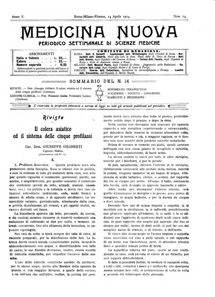 Medicina nuova periodico settimanale di scienze mediche, giurisprudenza sanitaria, medicina sociale e interessi delle classi sanitarie