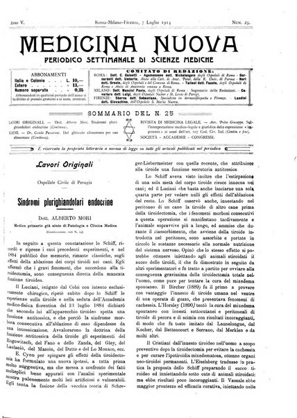 Medicina nuova periodico settimanale di scienze mediche, giurisprudenza sanitaria, medicina sociale e interessi delle classi sanitarie