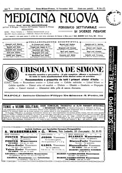 Medicina nuova periodico settimanale di scienze mediche, giurisprudenza sanitaria, medicina sociale e interessi delle classi sanitarie