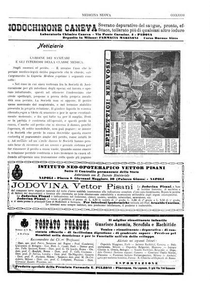 Medicina nuova periodico settimanale di scienze mediche, giurisprudenza sanitaria, medicina sociale e interessi delle classi sanitarie