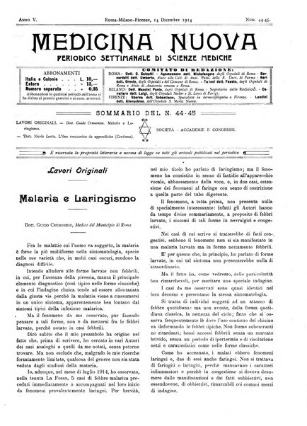 Medicina nuova periodico settimanale di scienze mediche, giurisprudenza sanitaria, medicina sociale e interessi delle classi sanitarie