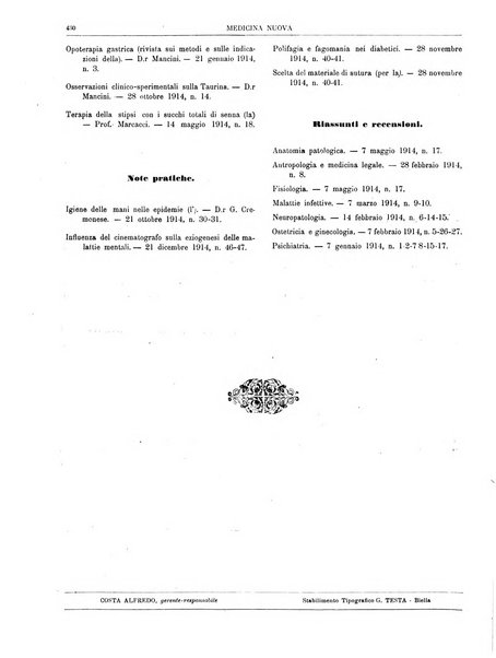 Medicina nuova periodico settimanale di scienze mediche, giurisprudenza sanitaria, medicina sociale e interessi delle classi sanitarie