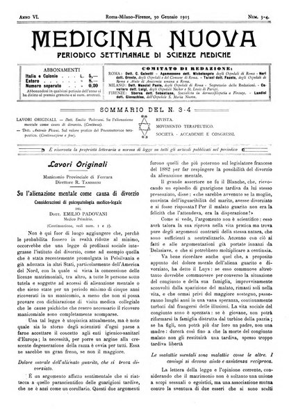 Medicina nuova periodico settimanale di scienze mediche, giurisprudenza sanitaria, medicina sociale e interessi delle classi sanitarie