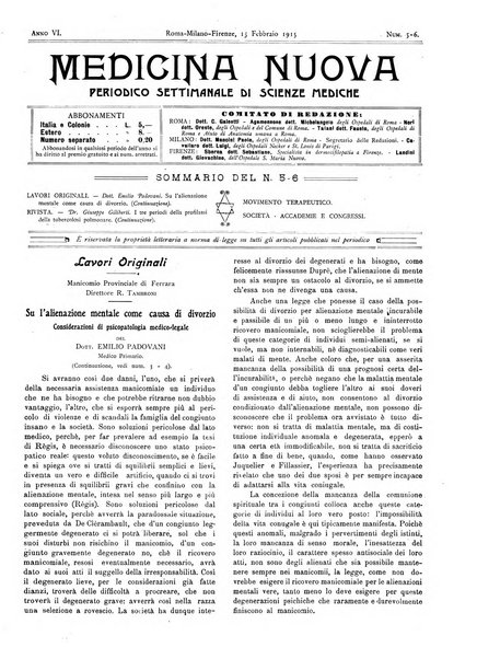 Medicina nuova periodico settimanale di scienze mediche, giurisprudenza sanitaria, medicina sociale e interessi delle classi sanitarie