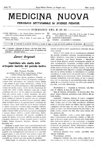 Medicina nuova periodico settimanale di scienze mediche, giurisprudenza sanitaria, medicina sociale e interessi delle classi sanitarie