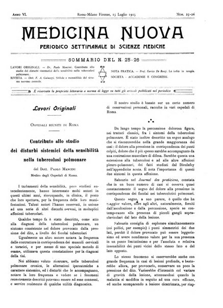 Medicina nuova periodico settimanale di scienze mediche, giurisprudenza sanitaria, medicina sociale e interessi delle classi sanitarie