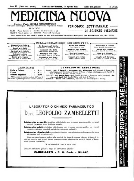 Medicina nuova periodico settimanale di scienze mediche, giurisprudenza sanitaria, medicina sociale e interessi delle classi sanitarie