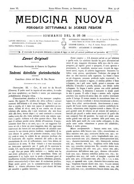 Medicina nuova periodico settimanale di scienze mediche, giurisprudenza sanitaria, medicina sociale e interessi delle classi sanitarie