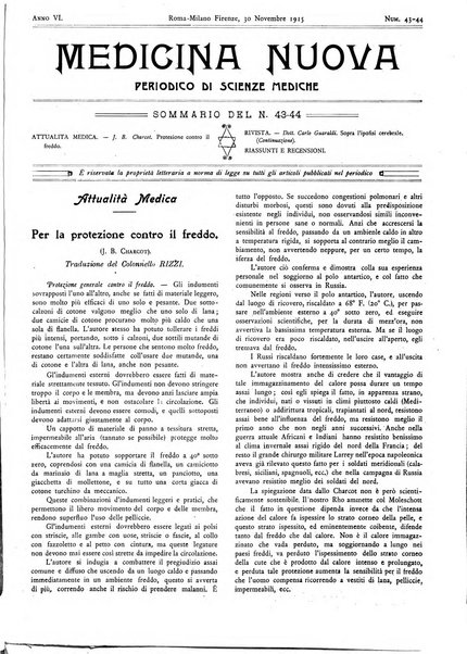 Medicina nuova periodico settimanale di scienze mediche, giurisprudenza sanitaria, medicina sociale e interessi delle classi sanitarie