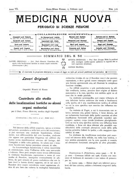 Medicina nuova periodico settimanale di scienze mediche, giurisprudenza sanitaria, medicina sociale e interessi delle classi sanitarie