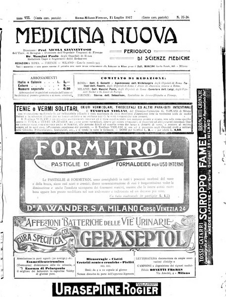 Medicina nuova periodico settimanale di scienze mediche, giurisprudenza sanitaria, medicina sociale e interessi delle classi sanitarie