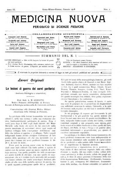 Medicina nuova periodico settimanale di scienze mediche, giurisprudenza sanitaria, medicina sociale e interessi delle classi sanitarie