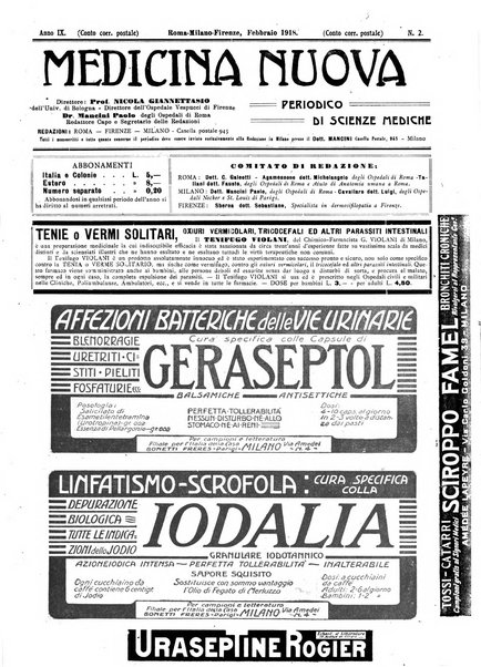 Medicina nuova periodico settimanale di scienze mediche, giurisprudenza sanitaria, medicina sociale e interessi delle classi sanitarie