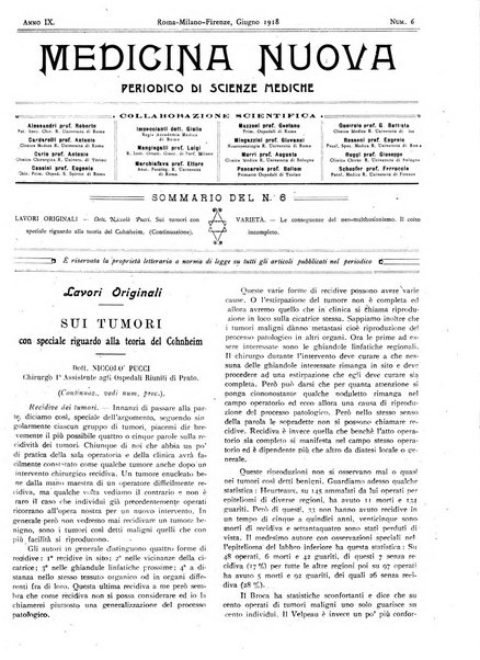 Medicina nuova periodico settimanale di scienze mediche, giurisprudenza sanitaria, medicina sociale e interessi delle classi sanitarie