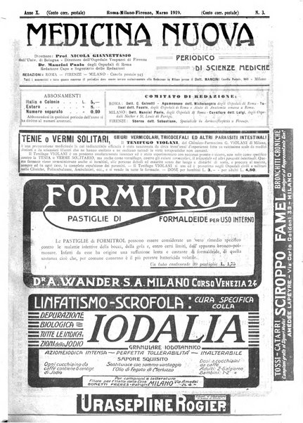 Medicina nuova periodico settimanale di scienze mediche, giurisprudenza sanitaria, medicina sociale e interessi delle classi sanitarie