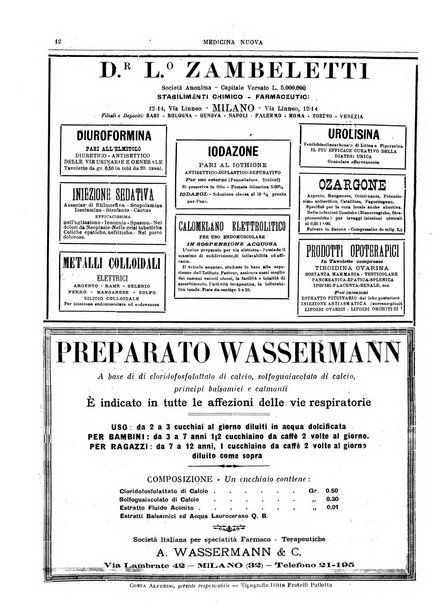 Medicina nuova periodico settimanale di scienze mediche, giurisprudenza sanitaria, medicina sociale e interessi delle classi sanitarie