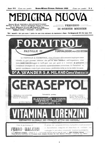 Medicina nuova periodico settimanale di scienze mediche, giurisprudenza sanitaria, medicina sociale e interessi delle classi sanitarie