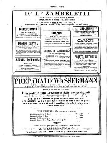 Medicina nuova periodico settimanale di scienze mediche, giurisprudenza sanitaria, medicina sociale e interessi delle classi sanitarie