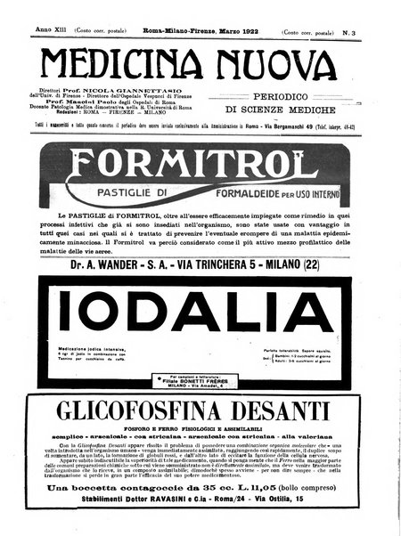 Medicina nuova periodico settimanale di scienze mediche, giurisprudenza sanitaria, medicina sociale e interessi delle classi sanitarie