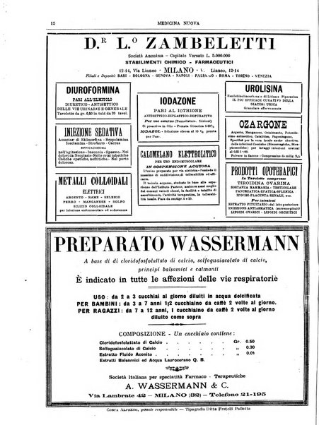 Medicina nuova periodico settimanale di scienze mediche, giurisprudenza sanitaria, medicina sociale e interessi delle classi sanitarie