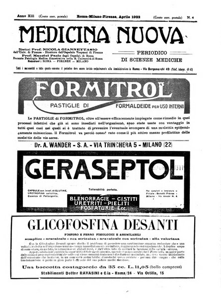 Medicina nuova periodico settimanale di scienze mediche, giurisprudenza sanitaria, medicina sociale e interessi delle classi sanitarie