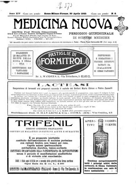 Medicina nuova periodico settimanale di scienze mediche, giurisprudenza sanitaria, medicina sociale e interessi delle classi sanitarie