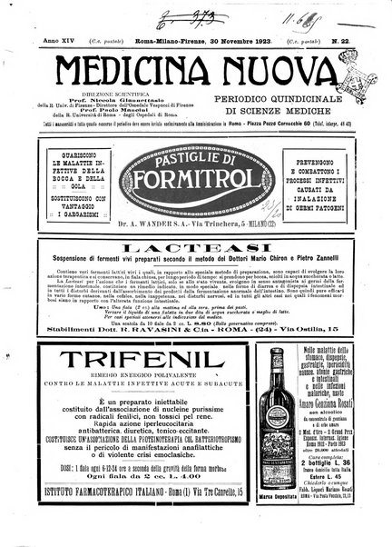 Medicina nuova periodico settimanale di scienze mediche, giurisprudenza sanitaria, medicina sociale e interessi delle classi sanitarie