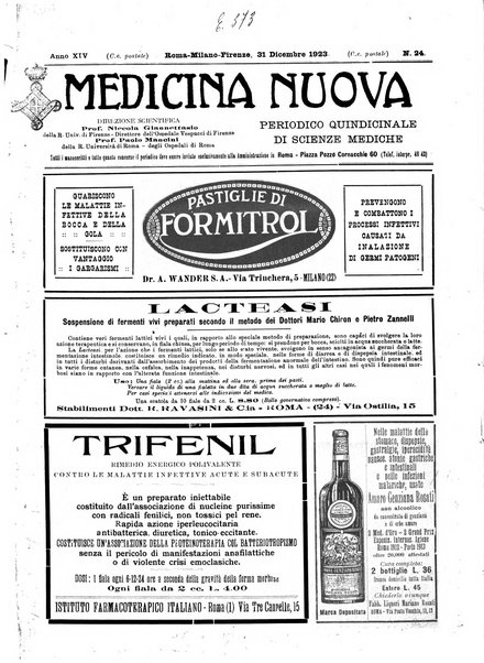 Medicina nuova periodico settimanale di scienze mediche, giurisprudenza sanitaria, medicina sociale e interessi delle classi sanitarie