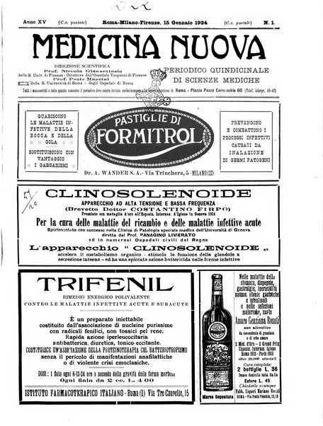 Medicina nuova periodico settimanale di scienze mediche, giurisprudenza sanitaria, medicina sociale e interessi delle classi sanitarie