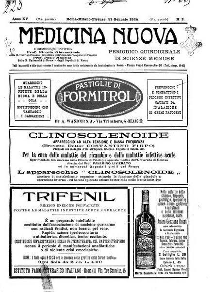 Medicina nuova periodico settimanale di scienze mediche, giurisprudenza sanitaria, medicina sociale e interessi delle classi sanitarie