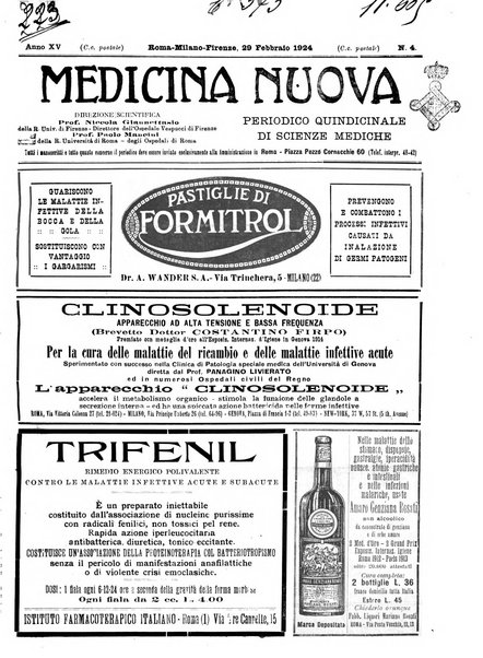 Medicina nuova periodico settimanale di scienze mediche, giurisprudenza sanitaria, medicina sociale e interessi delle classi sanitarie